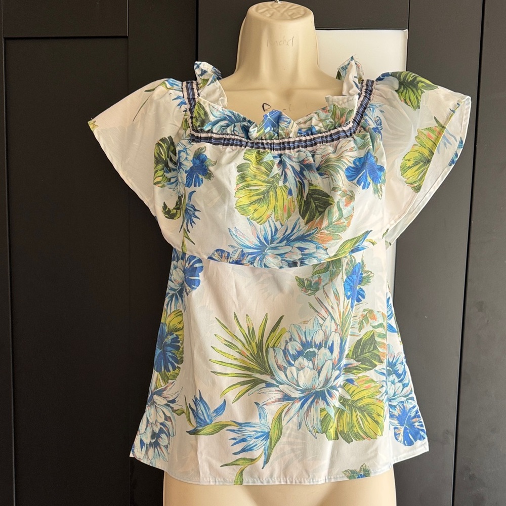 Jealous Tomato Blue and Green Floral Blouse